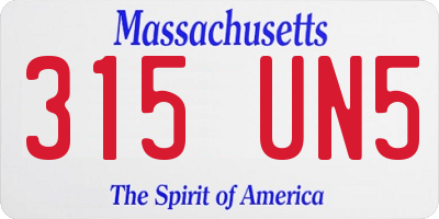 MA license plate 315UN5