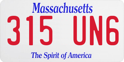 MA license plate 315UN6