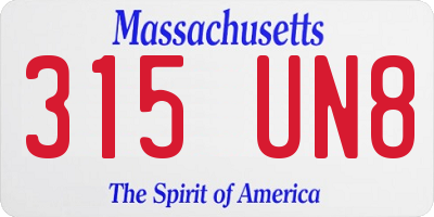 MA license plate 315UN8