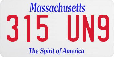 MA license plate 315UN9