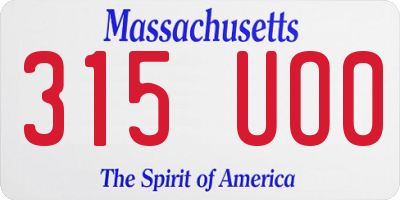 MA license plate 315UO0