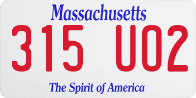 MA license plate 315UO2