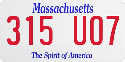 MA license plate 315UO7