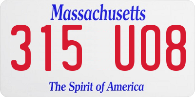 MA license plate 315UO8