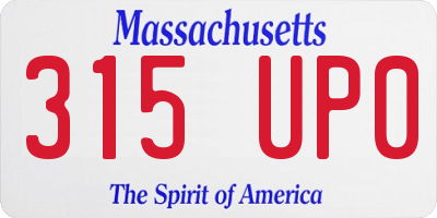 MA license plate 315UP0