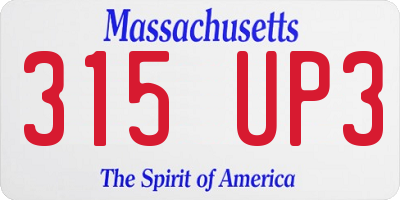 MA license plate 315UP3