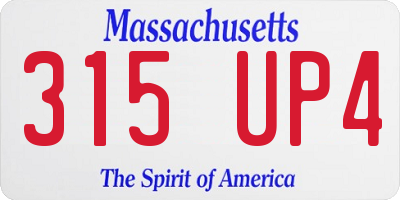 MA license plate 315UP4