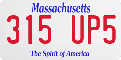MA license plate 315UP5