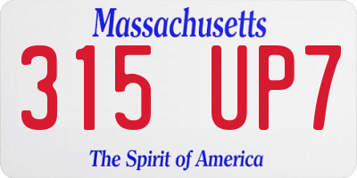 MA license plate 315UP7