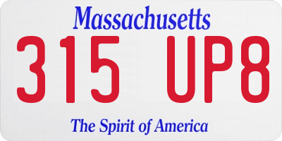 MA license plate 315UP8
