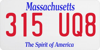 MA license plate 315UQ8