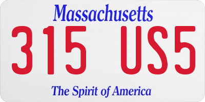 MA license plate 315US5