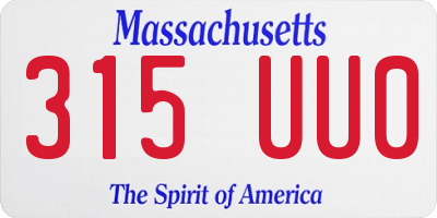 MA license plate 315UU0