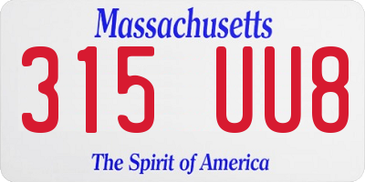 MA license plate 315UU8