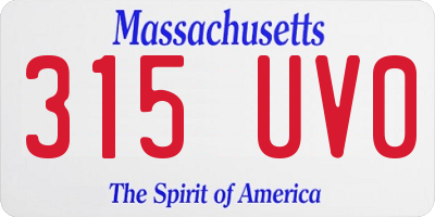 MA license plate 315UV0