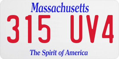 MA license plate 315UV4
