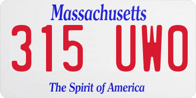 MA license plate 315UW0