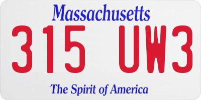 MA license plate 315UW3
