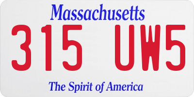 MA license plate 315UW5