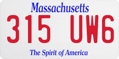 MA license plate 315UW6