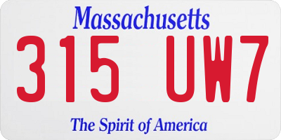 MA license plate 315UW7