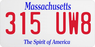 MA license plate 315UW8