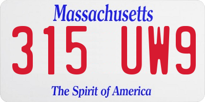 MA license plate 315UW9