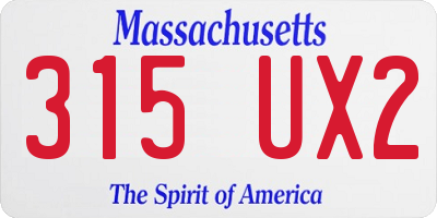 MA license plate 315UX2