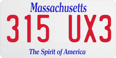 MA license plate 315UX3
