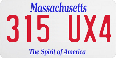 MA license plate 315UX4