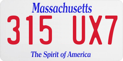 MA license plate 315UX7