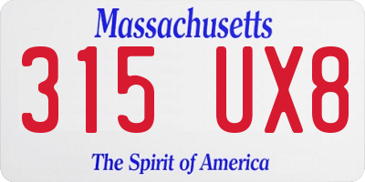 MA license plate 315UX8