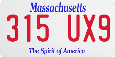 MA license plate 315UX9