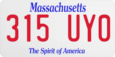 MA license plate 315UY0