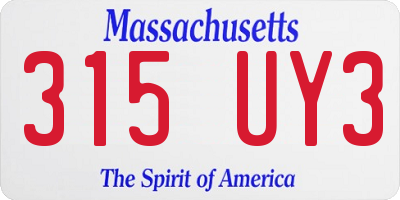 MA license plate 315UY3