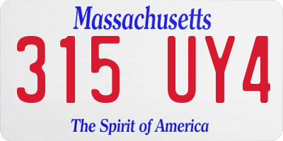 MA license plate 315UY4