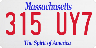 MA license plate 315UY7