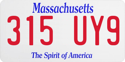 MA license plate 315UY9