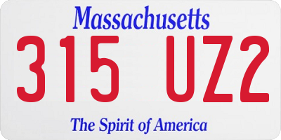 MA license plate 315UZ2