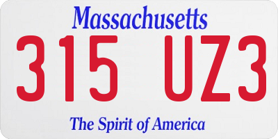 MA license plate 315UZ3