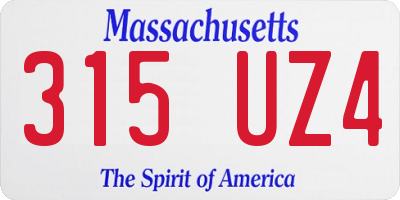 MA license plate 315UZ4