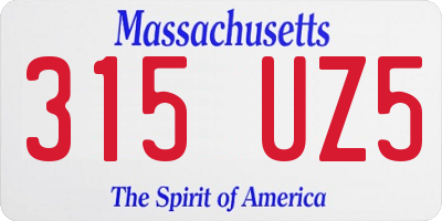 MA license plate 315UZ5