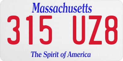 MA license plate 315UZ8
