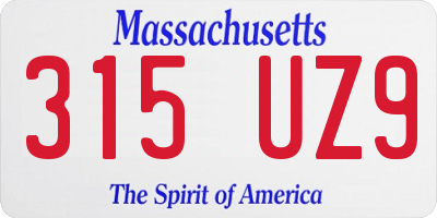 MA license plate 315UZ9