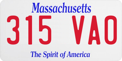 MA license plate 315VA0