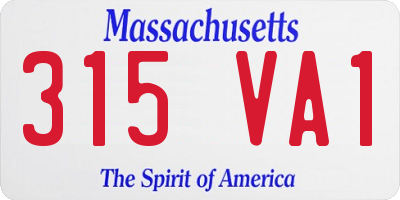 MA license plate 315VA1