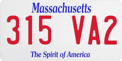 MA license plate 315VA2