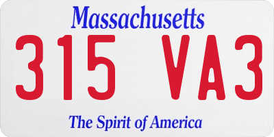 MA license plate 315VA3