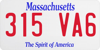 MA license plate 315VA6