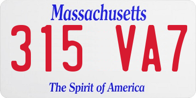 MA license plate 315VA7